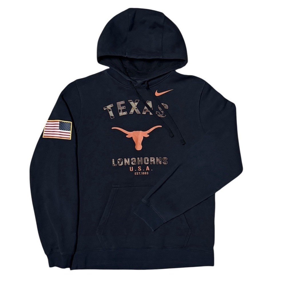 Nike Texas Longhorns Hoodie Sweatshirt Mens Medium Black Veterans Day Pullover